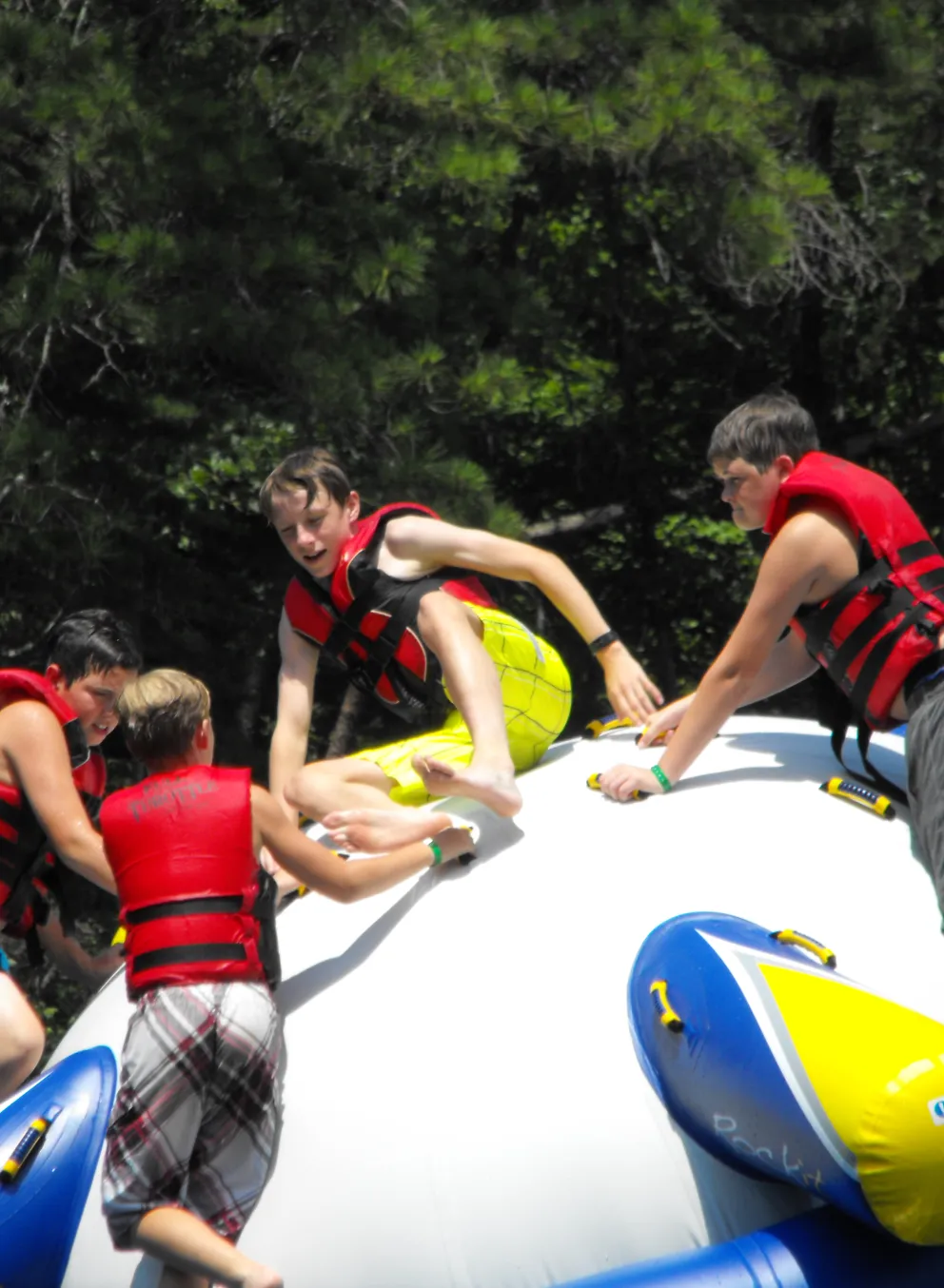 Kids playing on the Rockit water toy