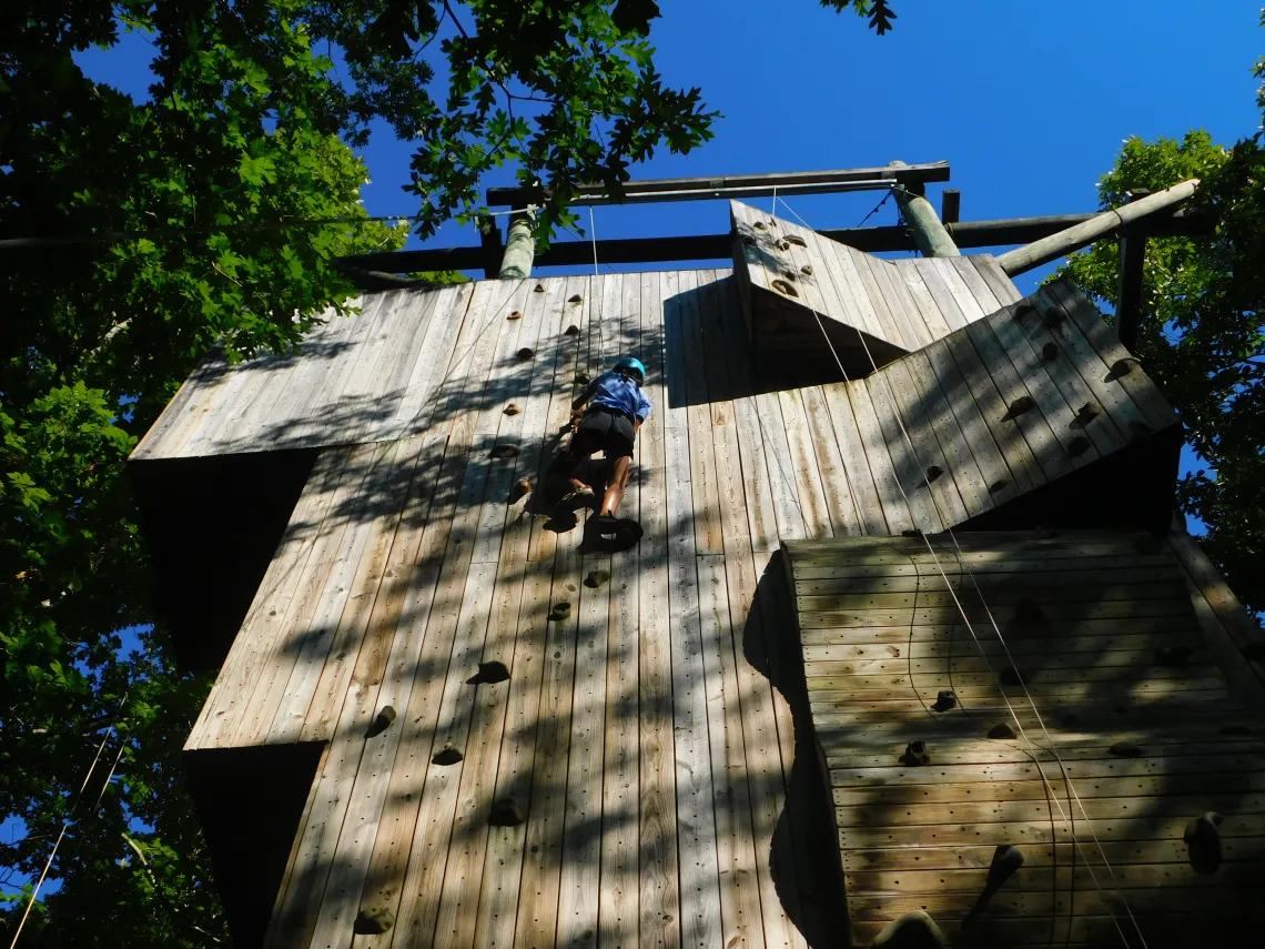 kid climbing on the wall